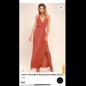 Lulus M Lost in Paradise Rusty Rose Maxi Dress